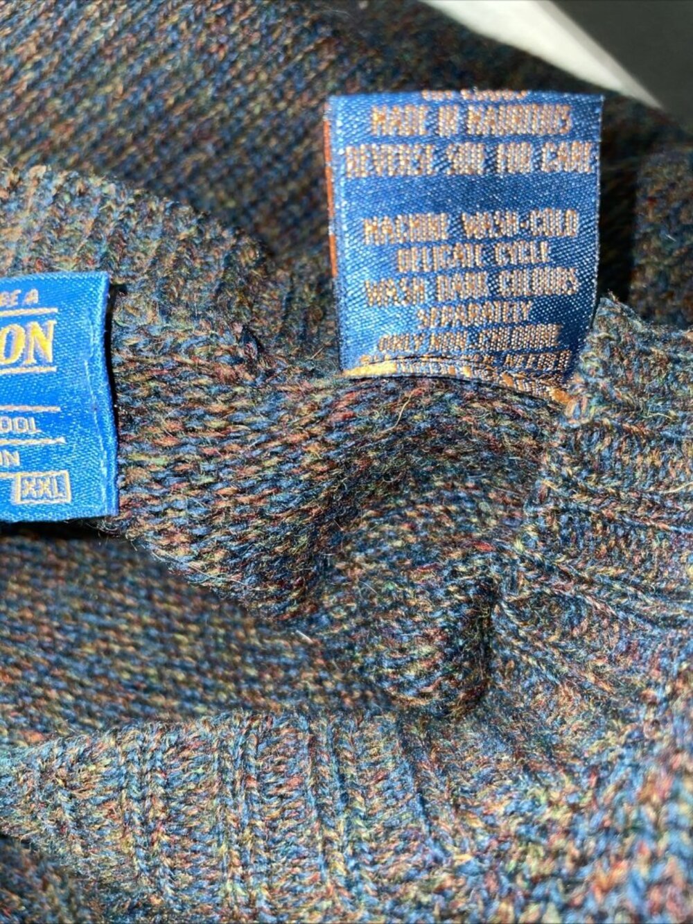 Vintage Pendleton XXL Shetland Wool Sweater Suede Elbow Patches - Picture 8 of 12